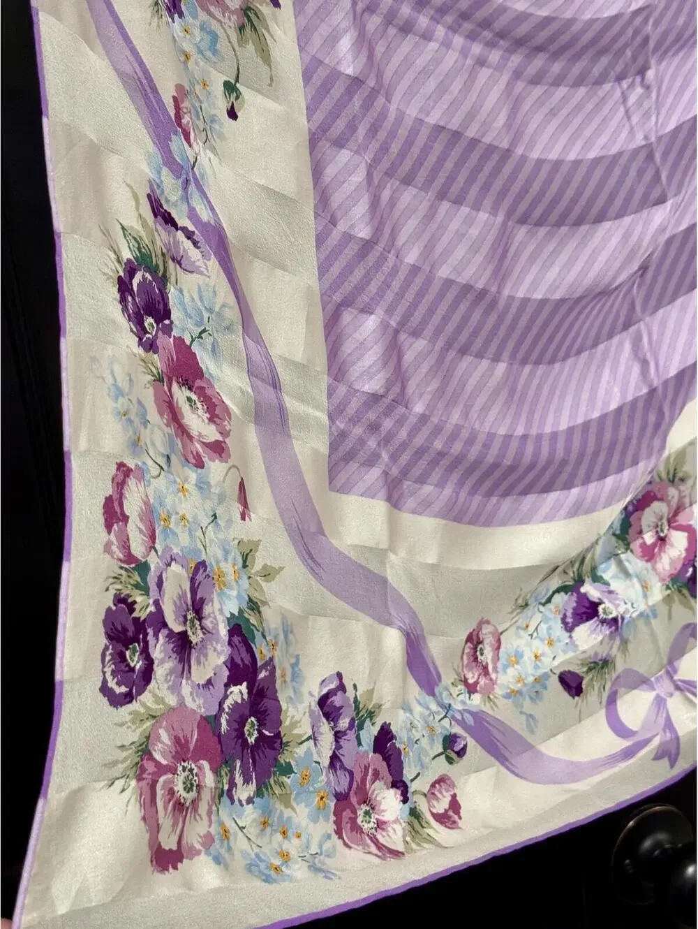 Christian Dior Silk Scarf NWOT Purple Floral Authentic
